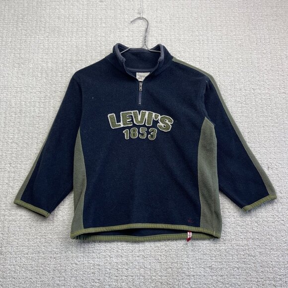 Levi's Polar Fleece Forest Green Jacket Adventure Kid’s Pullover Youth Boys Sz 6 - Picture 1 of 15